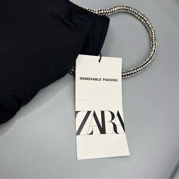 Zara Asymmetric Jeweled One Piece Black Swimsuit - Picture 11 of 11